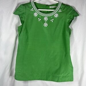 banana republic  Women's Green blouse With White Beads Size small